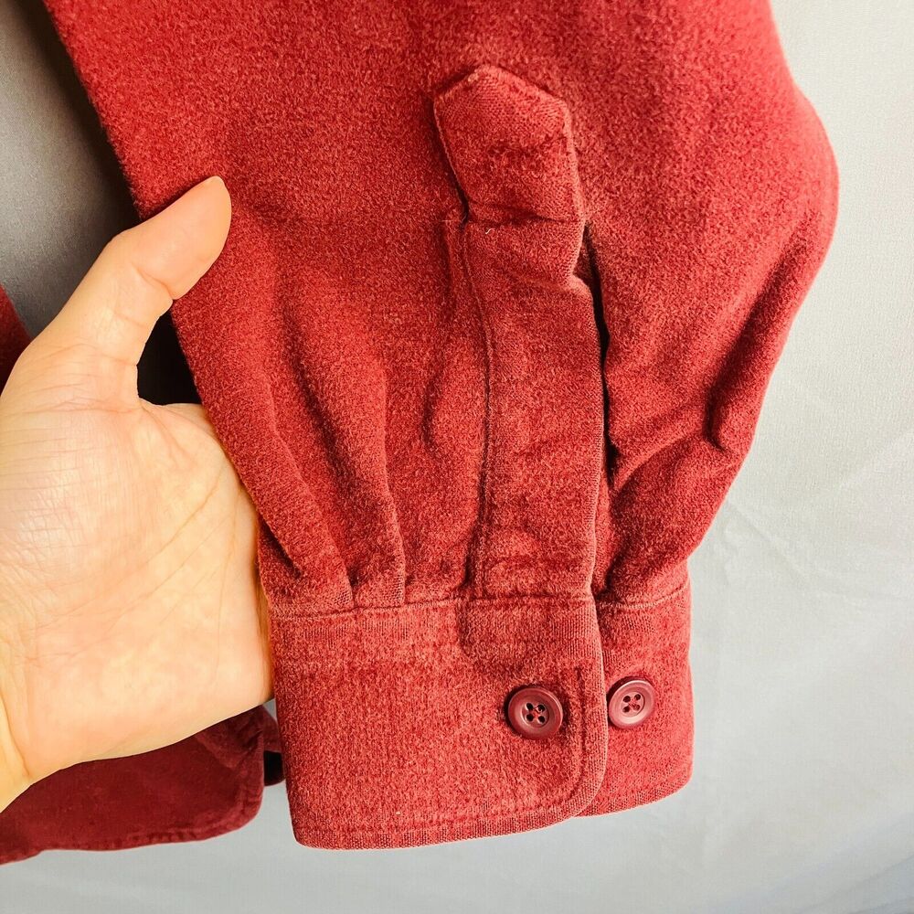 LL Bean Shirt Mens XL Tall Red Long Sleeve Button Down Shacket Vintage Autumn - Picture 5 of 8